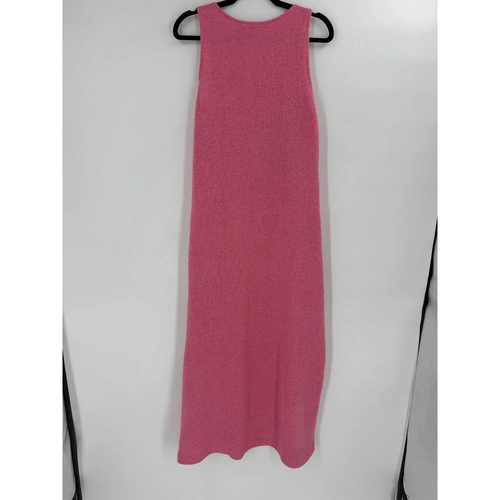 Daphnea Paris Knit‎ Maxi Dress Womens L Pink Sleeveless Barbiecore Coquette Chic